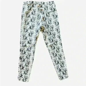Women's H&M Work Casual Pants Trouser Slacks Black and White Flower Size 8 NWOT